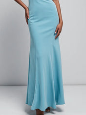 Party Dress Light Blue One Shoulder Neckline Ruffle Mermaid