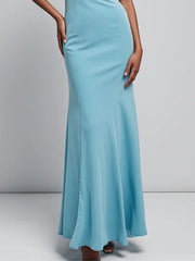 Party Dress Light Blue One Shoulder Neckline Ruffle Mermaid