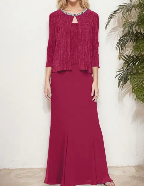 Robe deux pièces métallisée avec veste