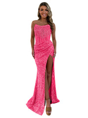 Gorgeous Sparkly Strapless Long Mermaid Prom Dress with Slit