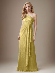 Ruby Sheath One Shoulder Metallic Mesh Dress Mother of the Bride Dress