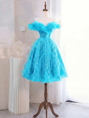 Whimsical Lavender Glitter Tulle Off-the-Shoulder Mini Homecoming Dress