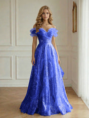 Trägerloses Pailletten-Tüll-A-Linien-Kleid mit Rüschen-Akzenten Ballkleid