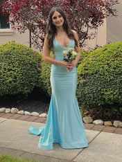 Yellow Mermaid Unique Open Back Long Prom Dress