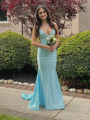 Yellow Mermaid Unique Open Back Long Prom Dress