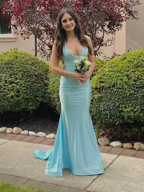 Yellow Mermaid Unique Open Back Long Prom Dress