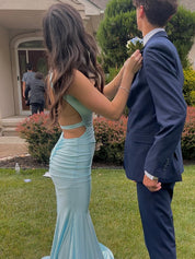Yellow Mermaid Unique Open Back Long Prom Dress