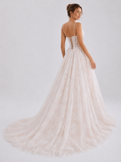 Elegant Spaghetti Strap Corset Lace A-Line Wedding Dress with Chapel Train