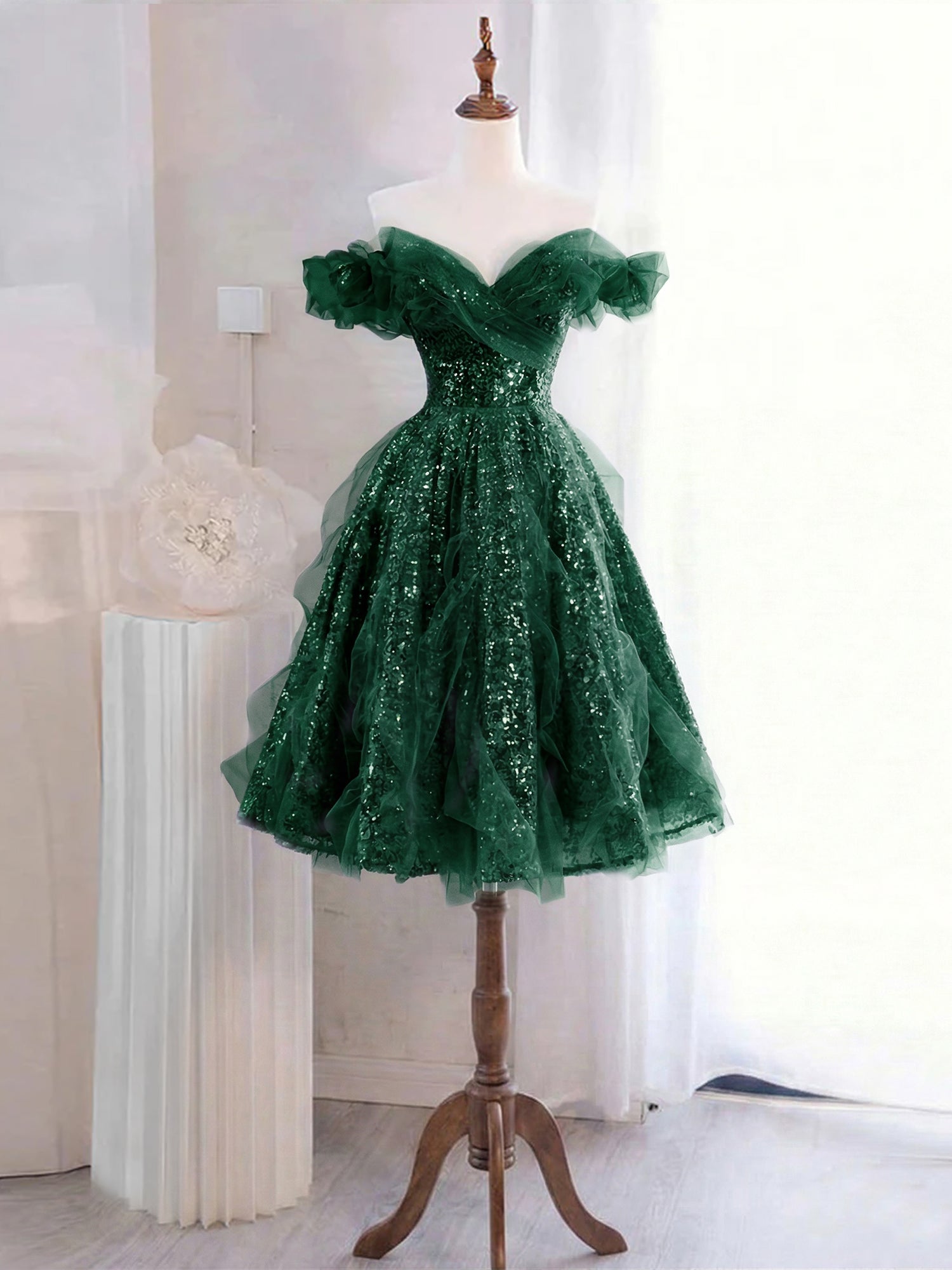 Whimsical Lavender Glitter Tulle Off-the-Shoulder Mini Homecoming Dress