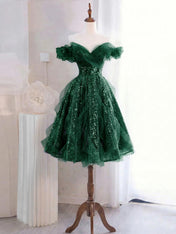 Whimsical Lavender Glitter Tulle Off-the-Shoulder Mini Homecoming Dress