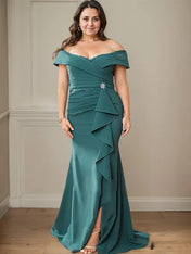 Sheath/Column V-Neck Illusion Floor-Length Lace Chiffon Mother of the Bride Dress With Pleated Sequins