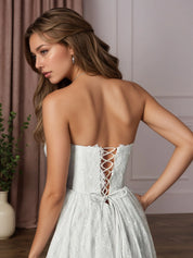 White A-Line Sweetheart Sleeveless Lace Wedding Dress
