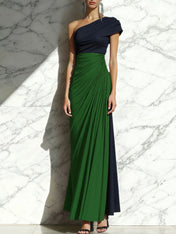 Sheath One Shoulder Ruched Maxi Formal Dress