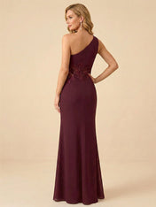 One-Shoulder Lace Waist Mermaid/Trumpet Formal Mother of the Bride Dress