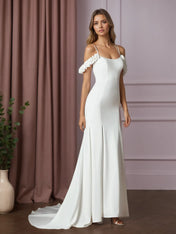 White Mermaid Convertible Crepe Back Satin Dress
