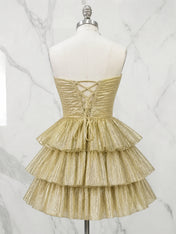Sweetheart Twist-Front Pleated Homecoming Mini Dress with Tiered Ruffles