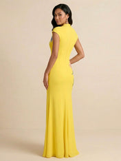 Radiant Canary Yellow Botanical Embroidered Gown Formal Evening Dress