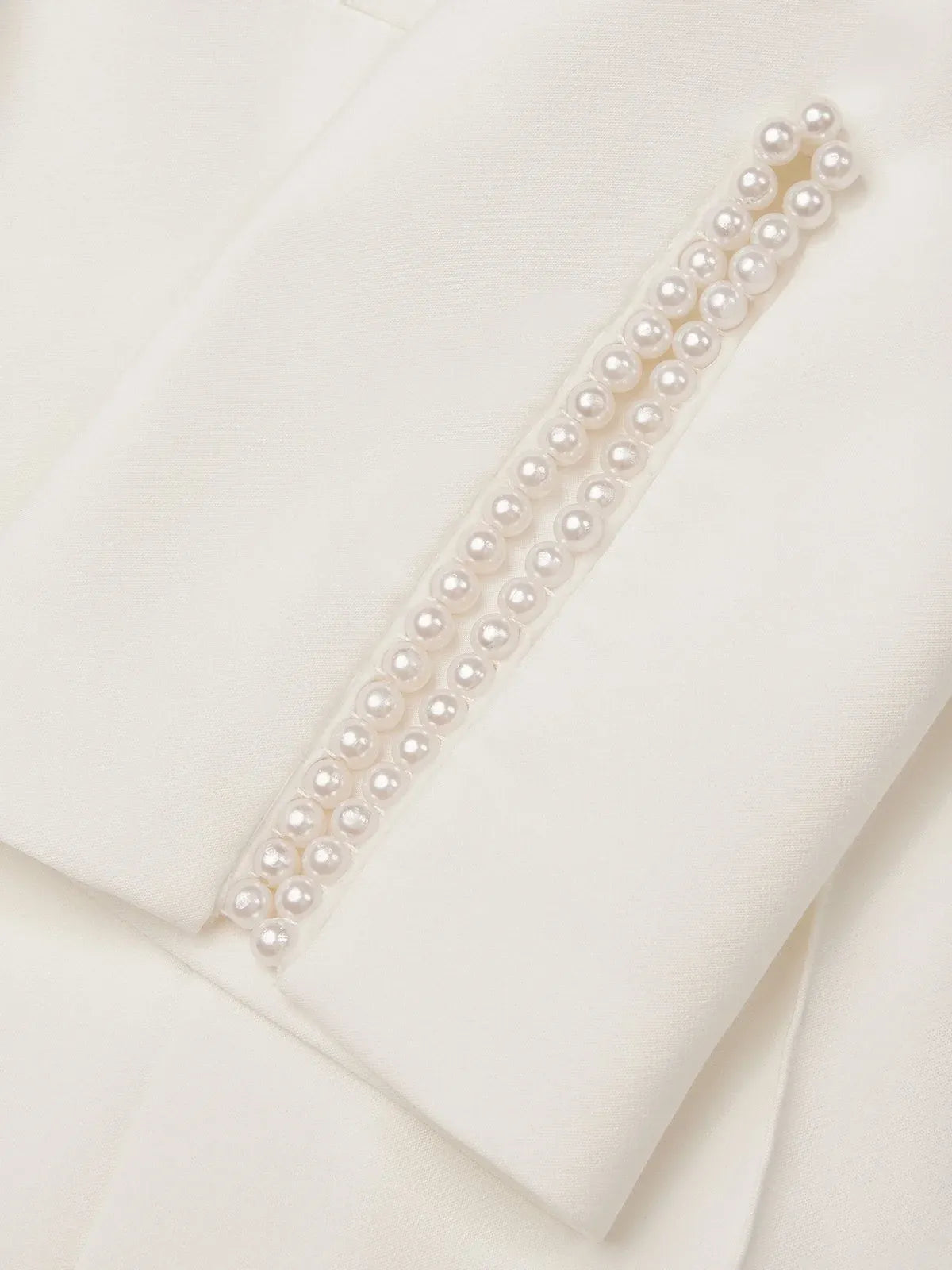 Women White Imitation Pearls Slit Boat Neck Half Sleeve Dressy Jumpsuit