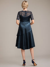 A-Line Scoop Knee-Length Mother of the Bride Dress With Applique & Sequins