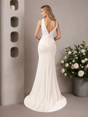White Mermaid Lace Satin Wedding Dress
