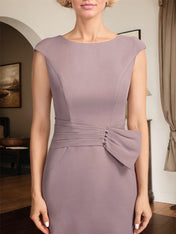 Sheath/Column Scoop Knee-Length Chiffon Mother of the Bride Dress With Pleated Sequins