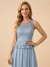 Lace Peplum Chiffon A-Line Mother of the Bride Dress with Matching Jacket