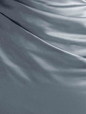 Formal Party Satin Dress Blue One-Shoulder Pleated Asymmetrical neckline Floor Lenght Dress