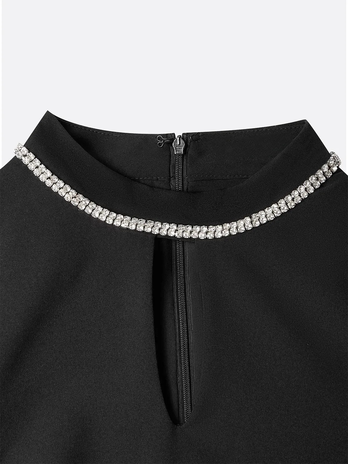 Black Pocket Stitching Puff Sleeve Jumpsuit With Belt