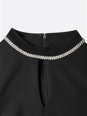 Black Pocket Stitching Puff Sleeve Jumpsuit With Belt
