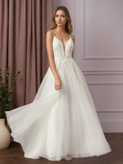 White A-Line V-Neck Sequins Sleeveless Tulle Sleeveless Dress