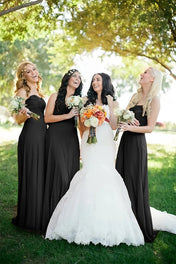 A Line Sweetheart Chiffon Floor Length Pleated Bridesmaid Dresses