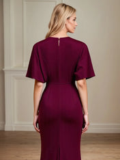 Trumpet/Mermaid V Neck Ruched Floor Length Mother of the Bride Dress