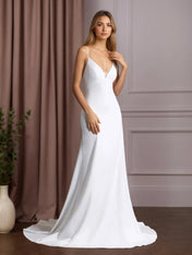 White Mermaid Stretch Crepe Wedding Dress
