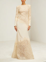 Ruskin Beige Embroidered Maxi Dress