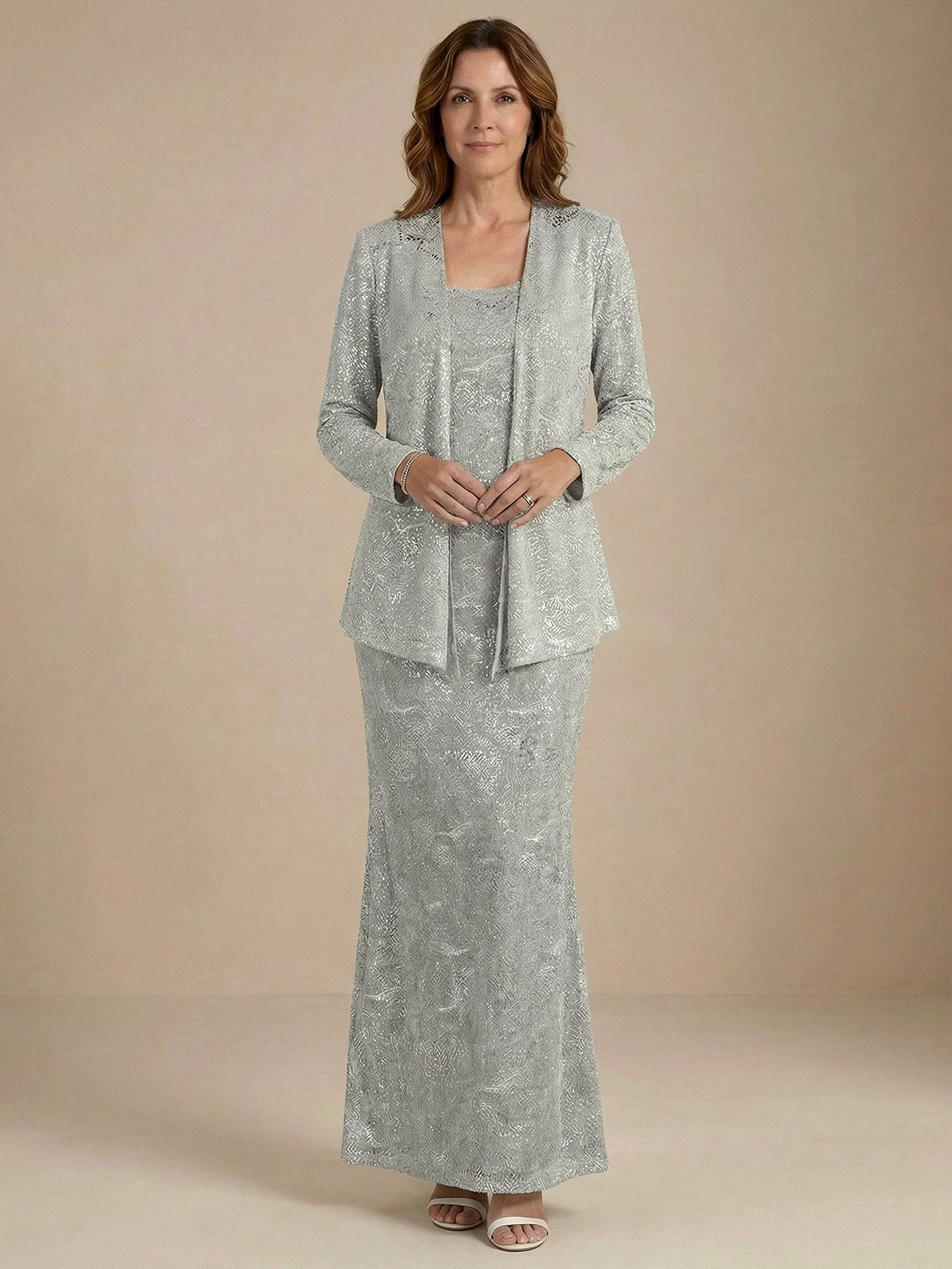 Chiffon Mother of the Bride Dresses with Sequins & Jacket