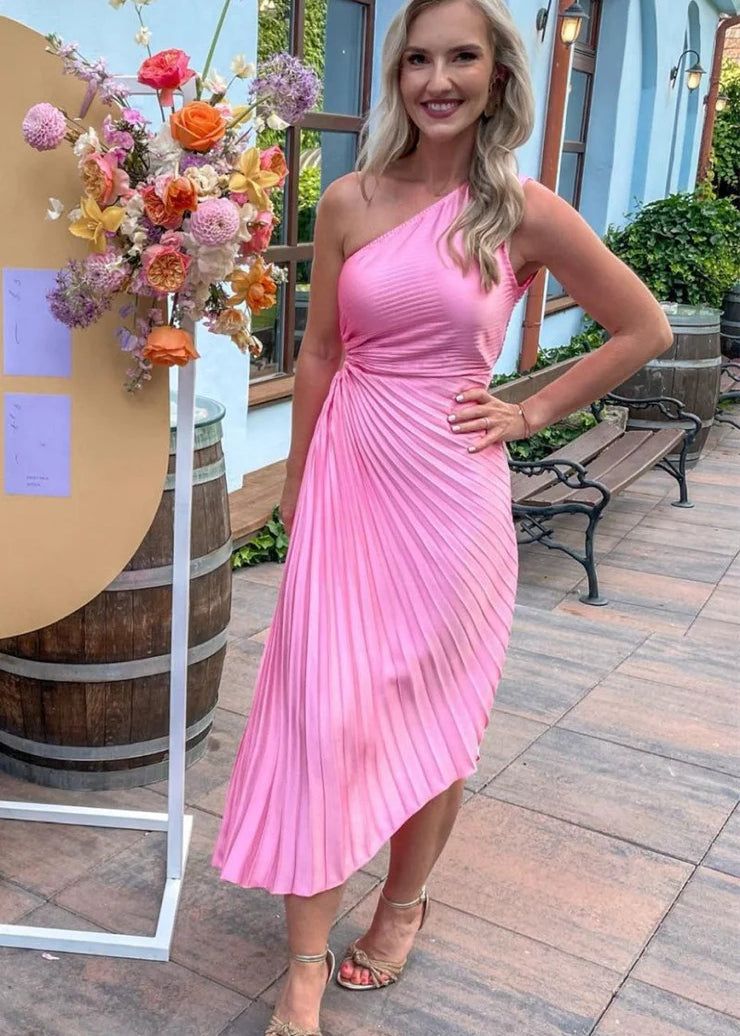 One-Shoulder Cutout High-Low Bridesmaid Dress