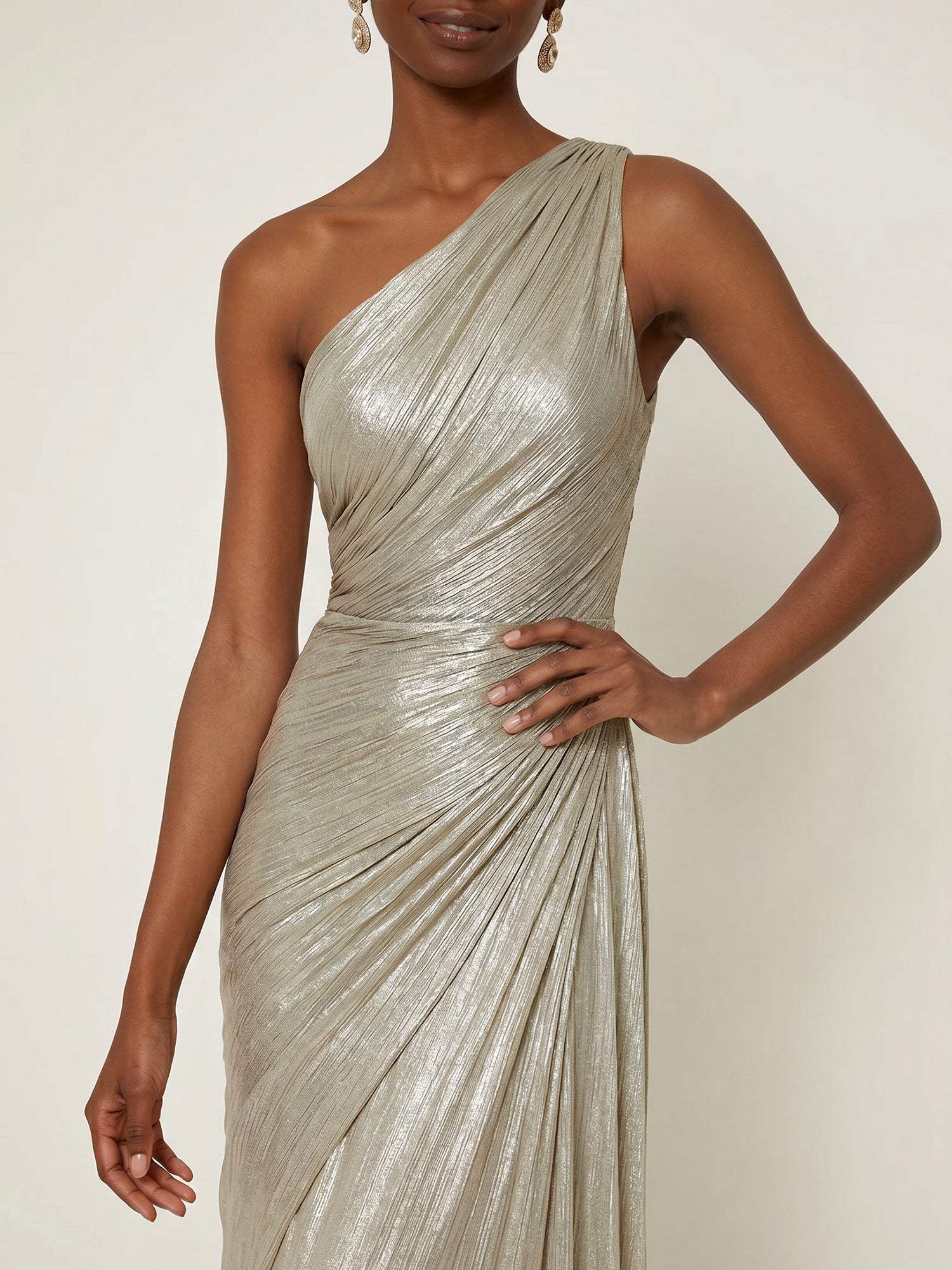 Evening Formal Dress One Shoulder Silk Ruffles Maxi Dress