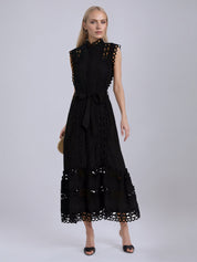 Kennedi Black Sleeveless Hollow Maxi Dress