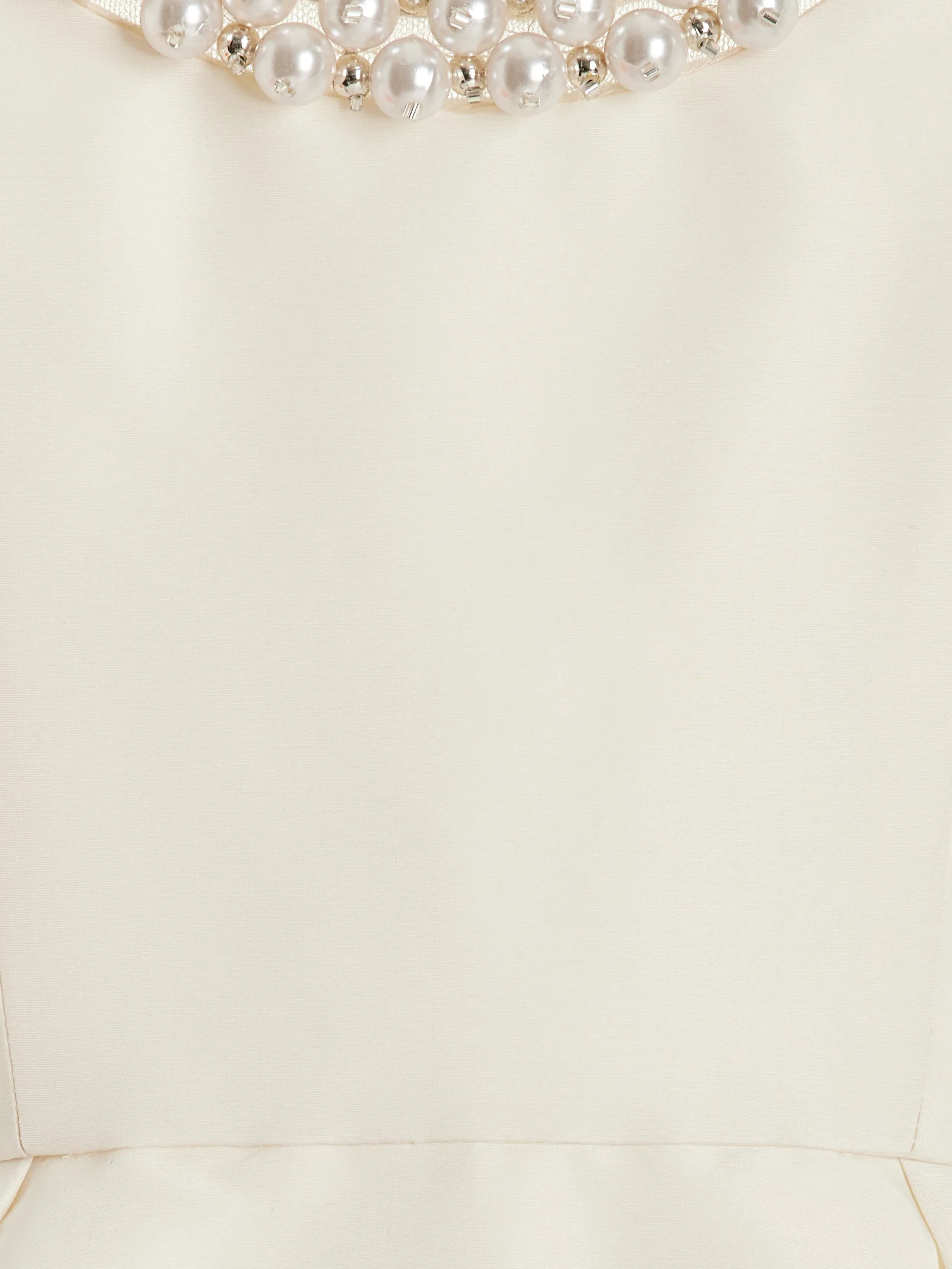 Off White Spaghetti Imitation Pearls Sheath Midi Dress
