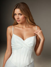 White Mermaid Strapless Satin Wedding Dress