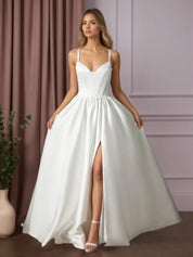 White Ball-Gown with Pockets Double Faced Satin Wedding Dress