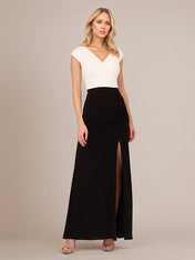 Black V-Neck Ankle Length Chiffon Mother of The Bride Dresses With High Slit