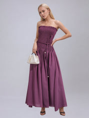 Norma Purple Ruched Off Shoulder Dress