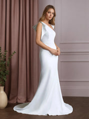 Mermaid One Shoulder Stretch Crepe Wedding Dress