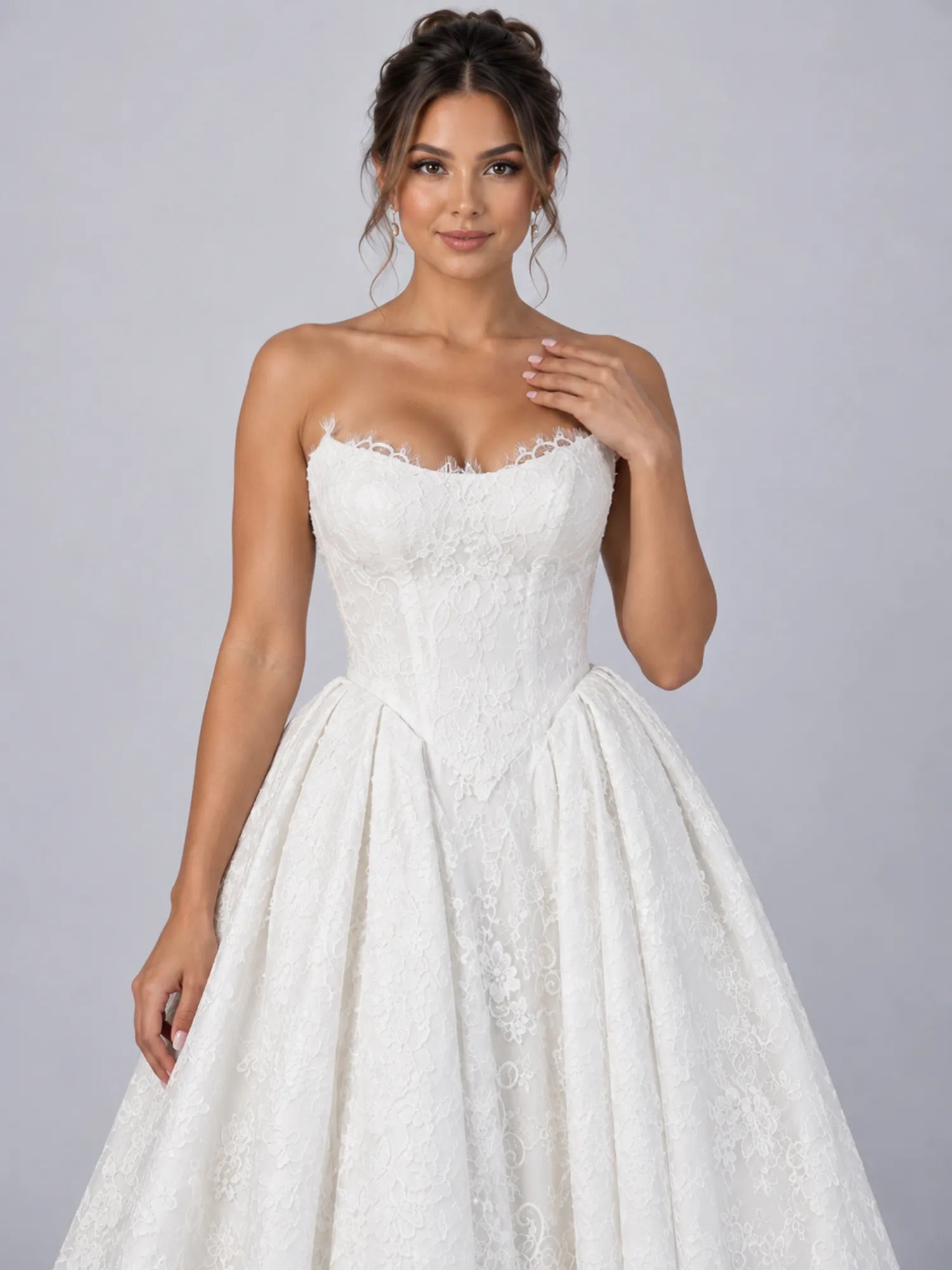 Strapless Sweetheart Lace Ball Gown Wedding Dress