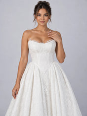 Strapless Sweetheart Lace Ball Gown Wedding Dress