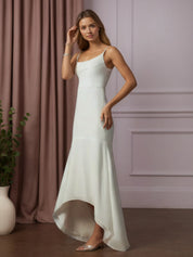 White Mermaid Beaded Chiffon Wedding Dress