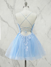 Square Neck Floral Lace A-Line  Short Homecoming Dress