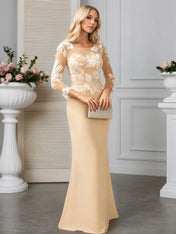 Sheath/Column Scoop Illusion Sweep Train Chiffon Evening Dress With Sequins