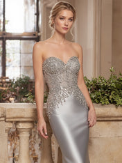 Silver Mermaid Sweetheart Satin Sequins Long Formal Dresses